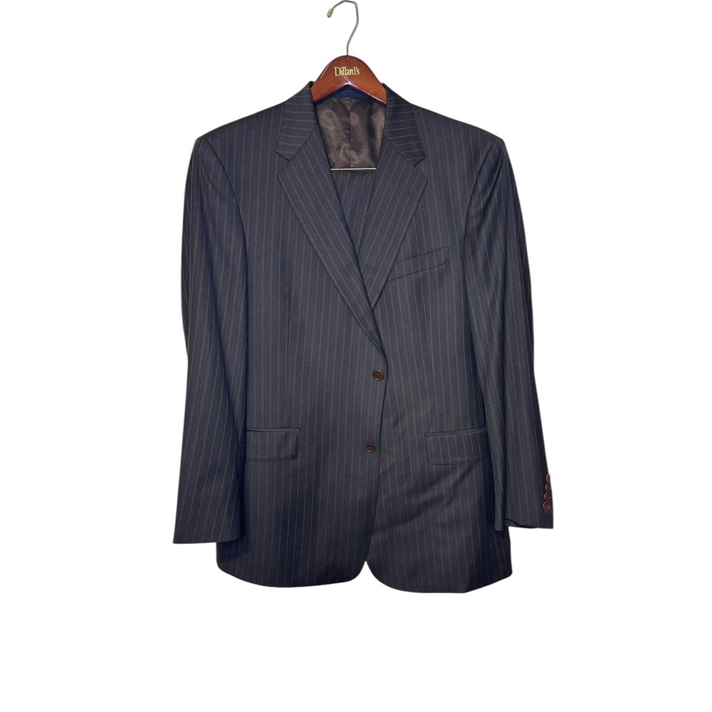 Daniel Cremieux Men Suit Jacket & Pants Loro Piana Pinstripe Wool 2 Button 44R